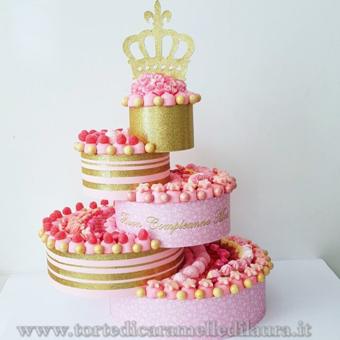 Crown Cake Gold and Pink -1676