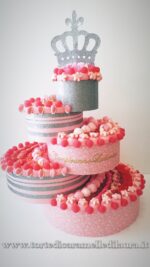 Crown Cake Silver and Pink -0