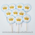Topper Cupcake Corona Oro Azzurro 20 pz-0