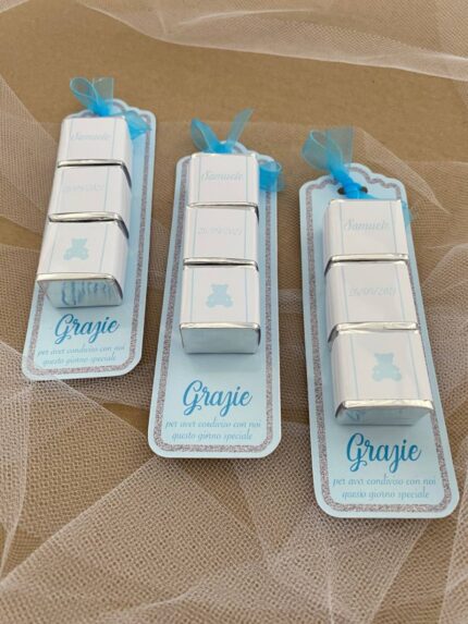 Segnaposto Cadeaux Cioccolatini Orsetto Azzurro -0