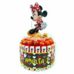 Torta Minnie Fiocco Rosso barrette di cioccolato e Caramelle