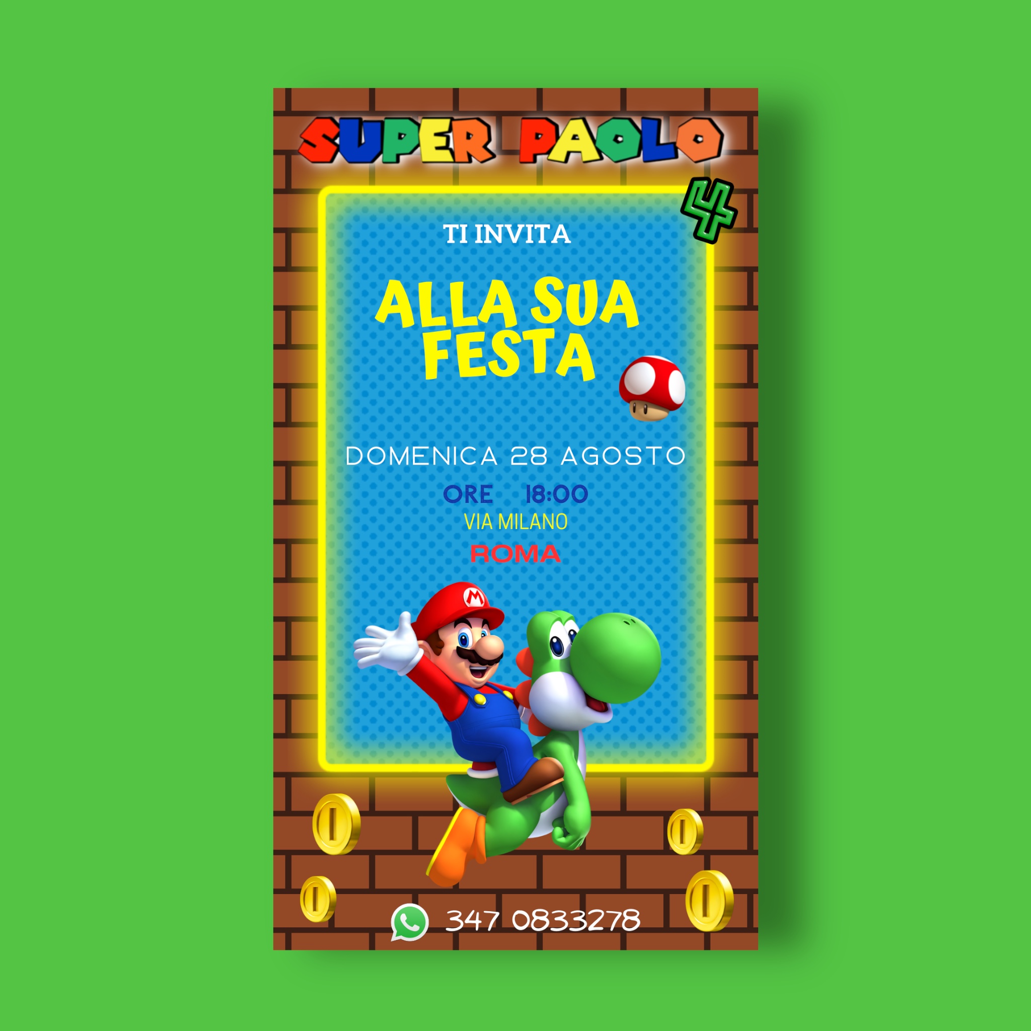 Invito Digitale Super Mario » Torte di Caramelle di Laura