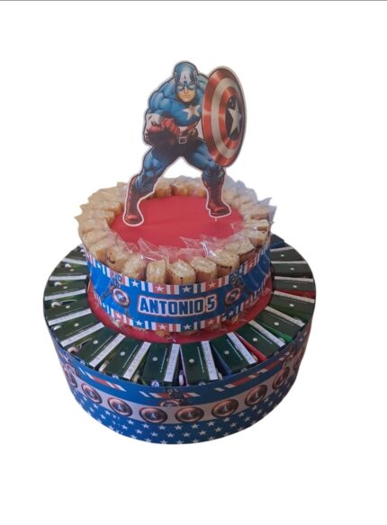 Torta Capitan America 20 Merendine e 20 Succhi di Frutta